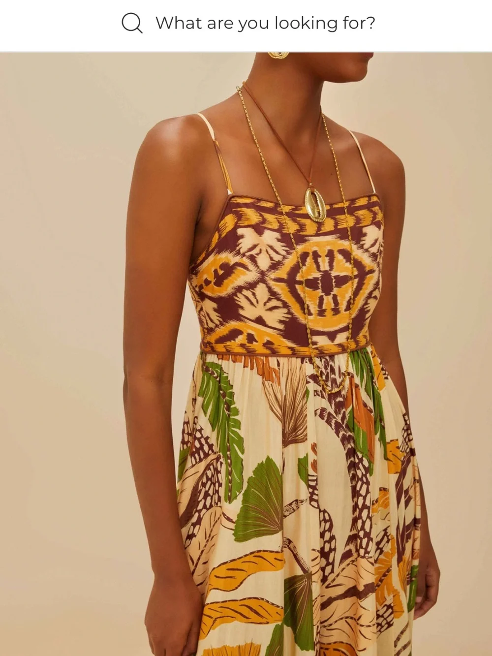 FARM Rio Sand Foliage Sketch Maxi Dress